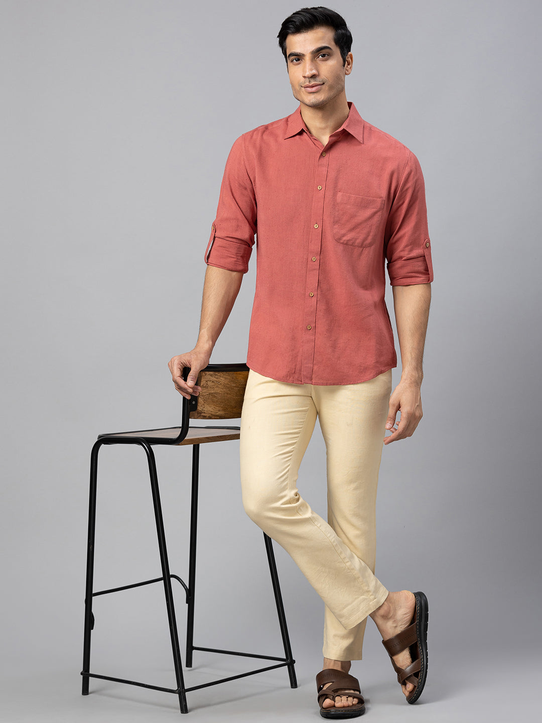 Eco Khadi Cotton Autumn Rust Classic Shirt - Jayden
