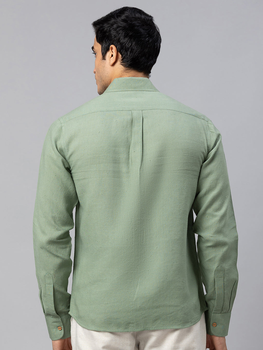 Eco Khadi Cotton Autumn Sage Green Classic Shirt - Jayden