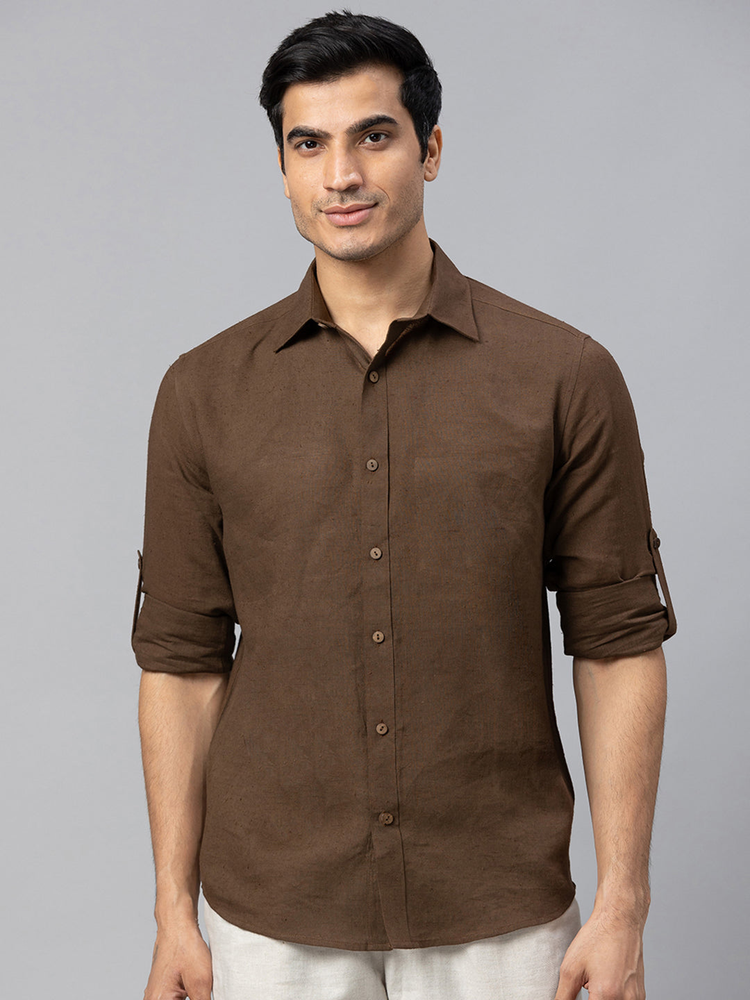Eco Khadi Cotton Autumn Coffee Classic Shirt - Jayden