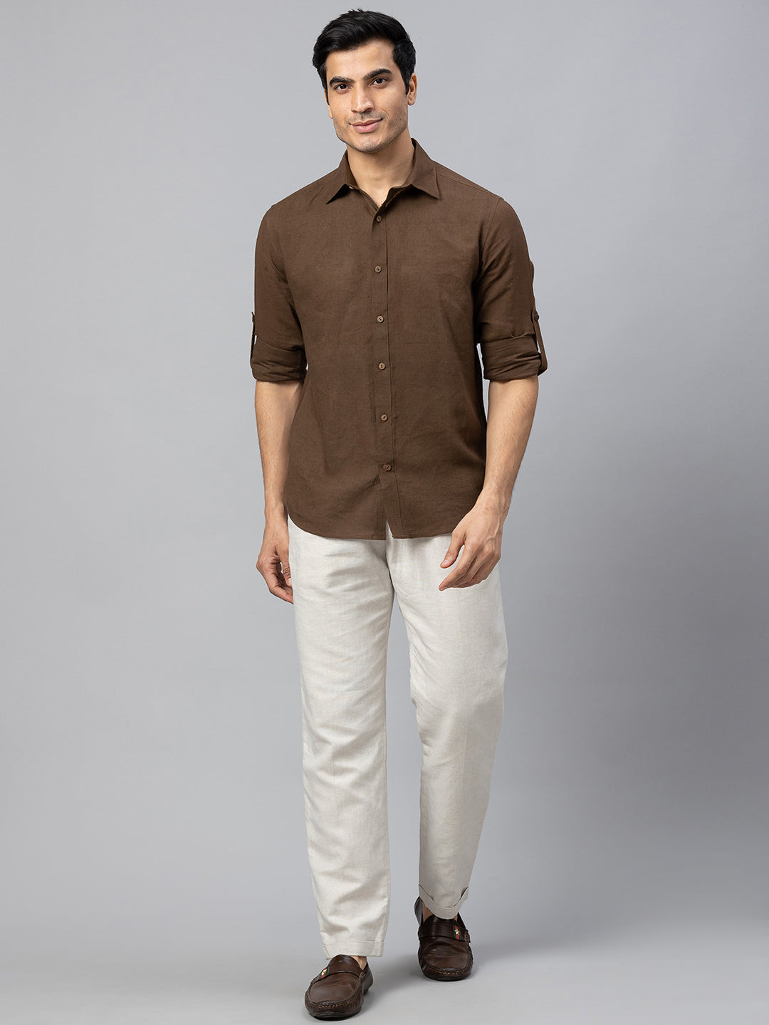 Eco Khadi Cotton Autumn Coffee Classic Shirt - Jayden