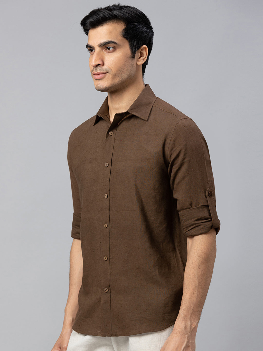 Eco Khadi Cotton Autumn Coffee Classic Shirt - Jayden