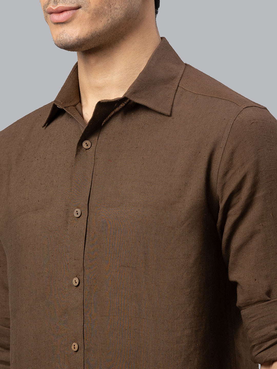 Eco Khadi Cotton Autumn Coffee Classic Shirt - Jayden