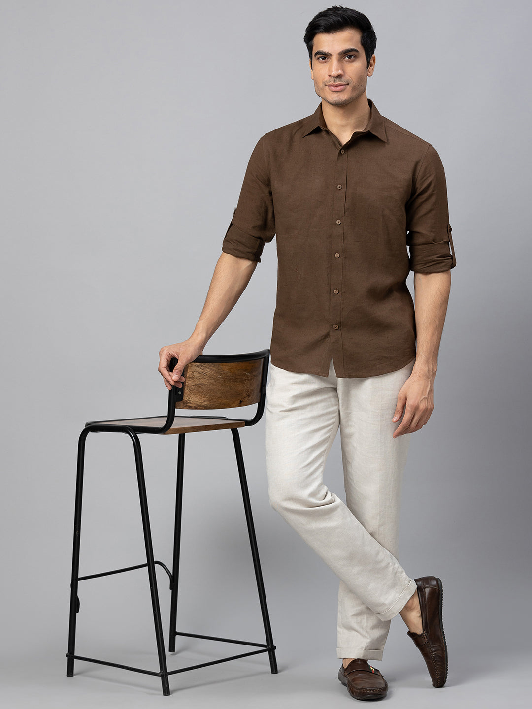 Eco Khadi Cotton Autumn Coffee Classic Shirt - Jayden