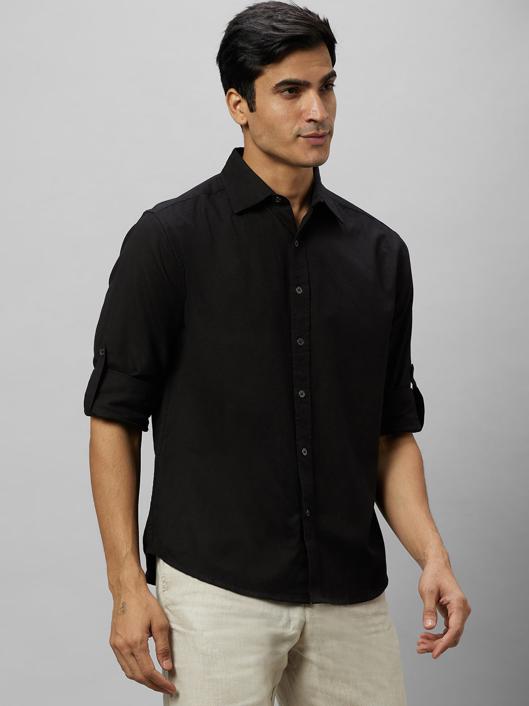 Eco Khadi Cotton Black Classic Shirt - Jayden