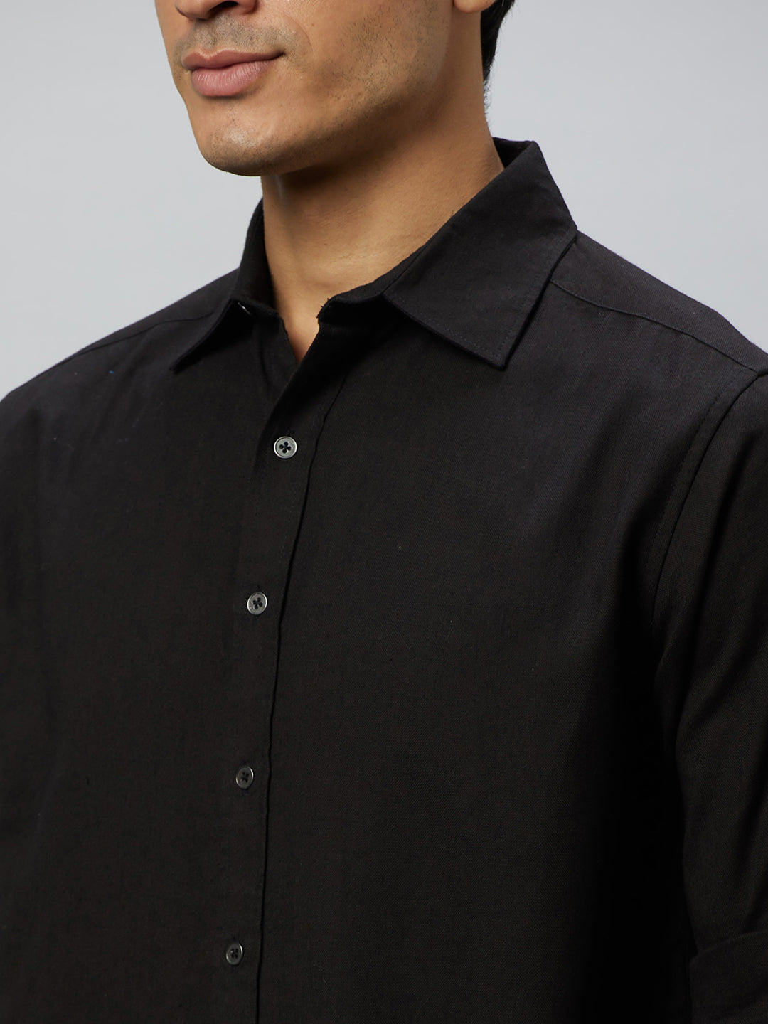 Eco Khadi Cotton Black Classic Shirt - Jayden