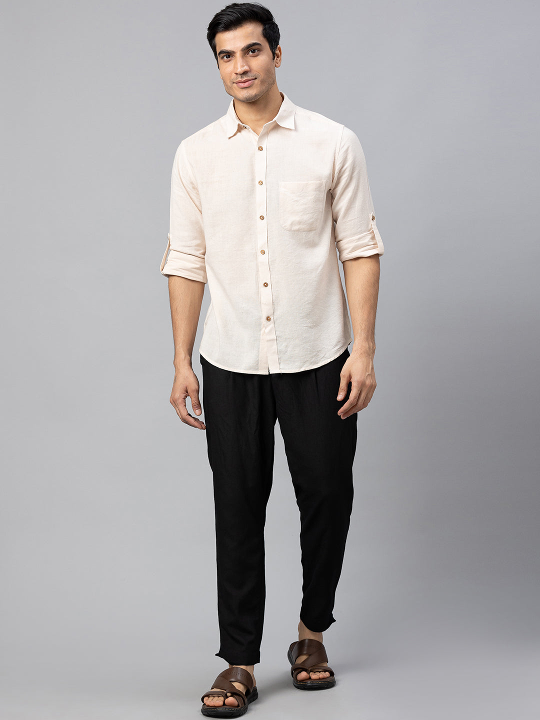 Eco Khadi Cotton Autumn White Classic Shirt - Jayden
