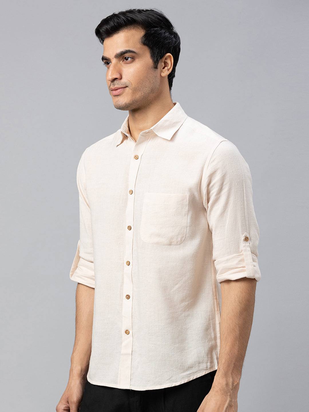 Eco Khadi Cotton Autumn White Classic Shirt - Jayden