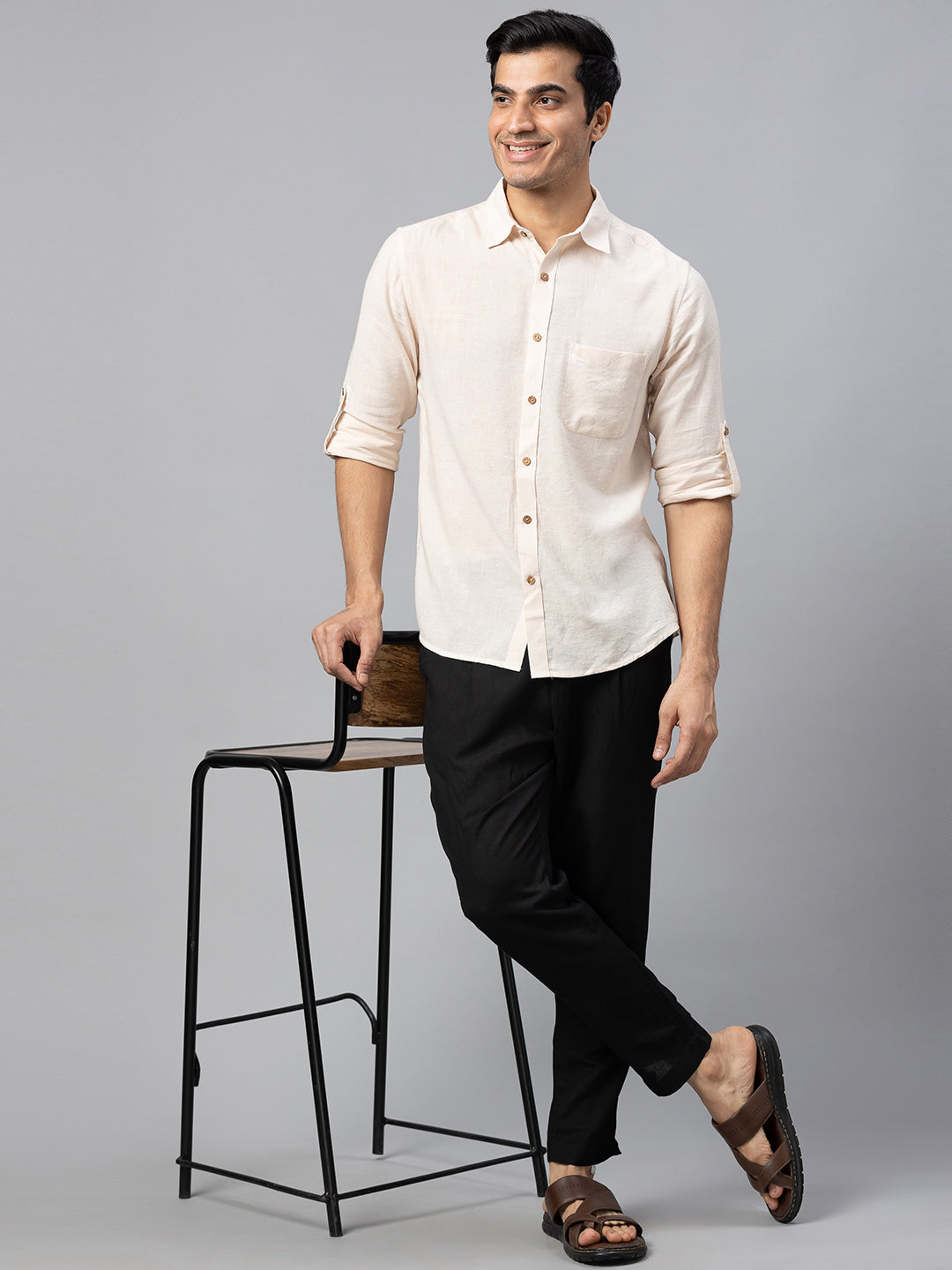 Eco Khadi Cotton Autumn White Classic Shirt - Jayden