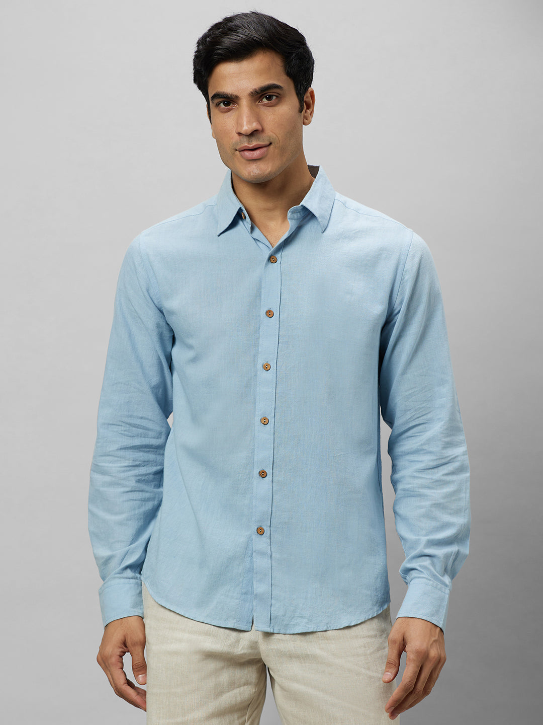 Eco Khadi Cotton Blue Classic Shirt - Jayden