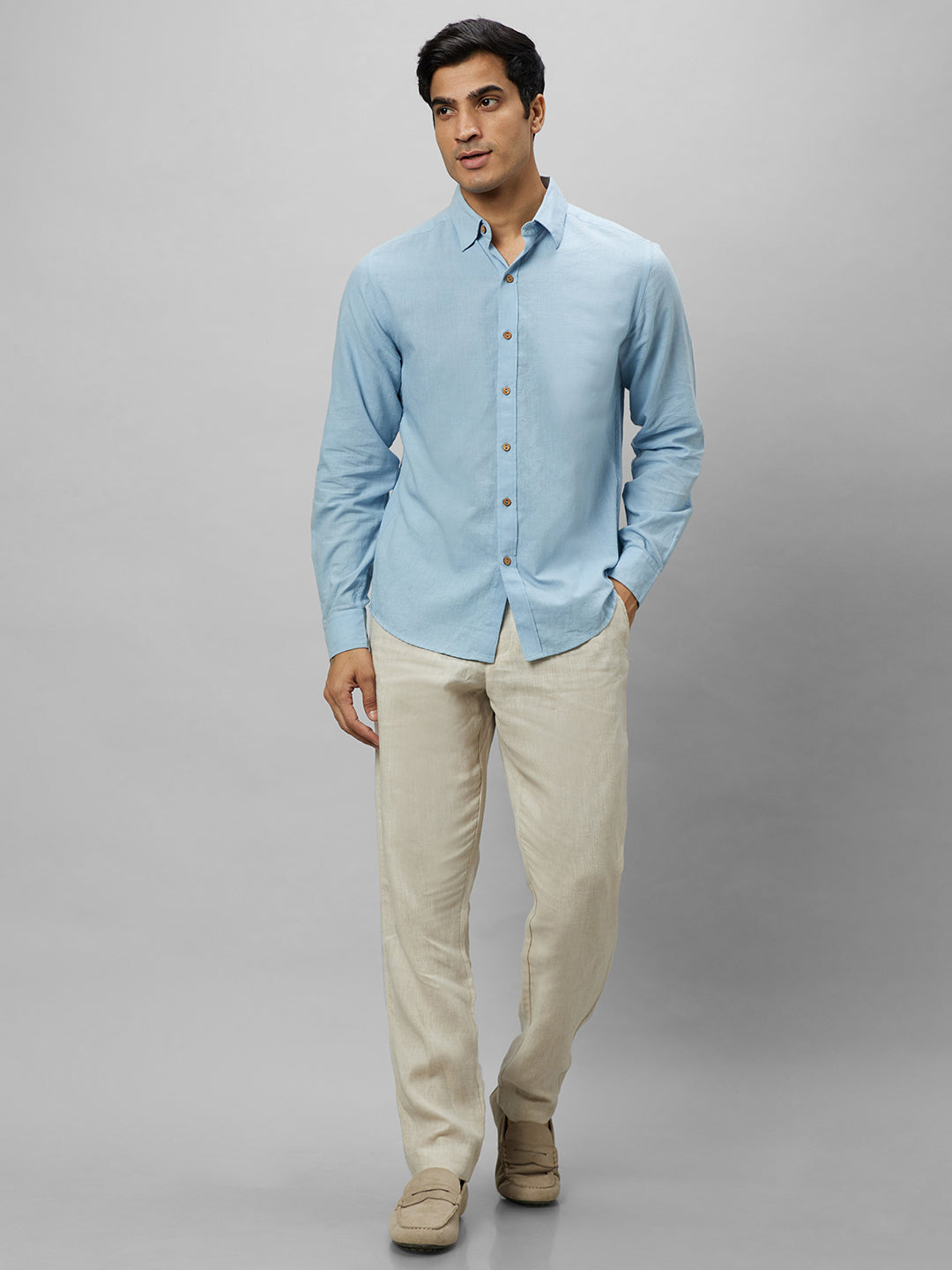 Eco Khadi Cotton Blue Classic Shirt - Jayden