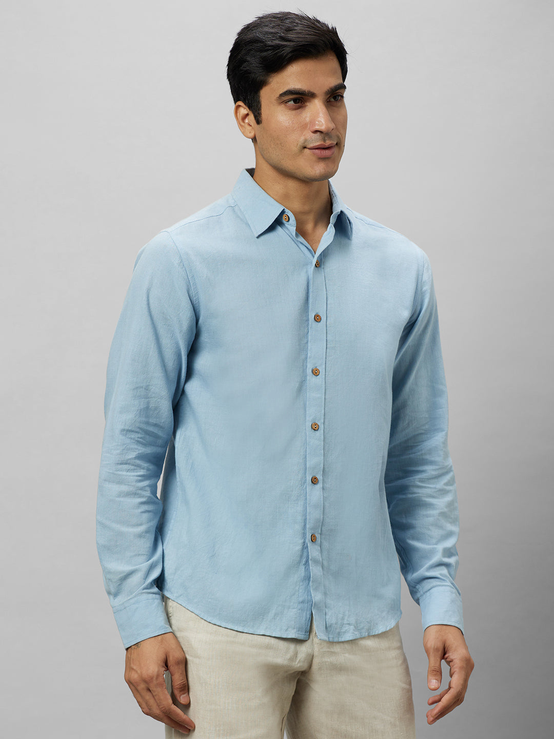 Eco Khadi Cotton Blue Classic Shirt - Jayden
