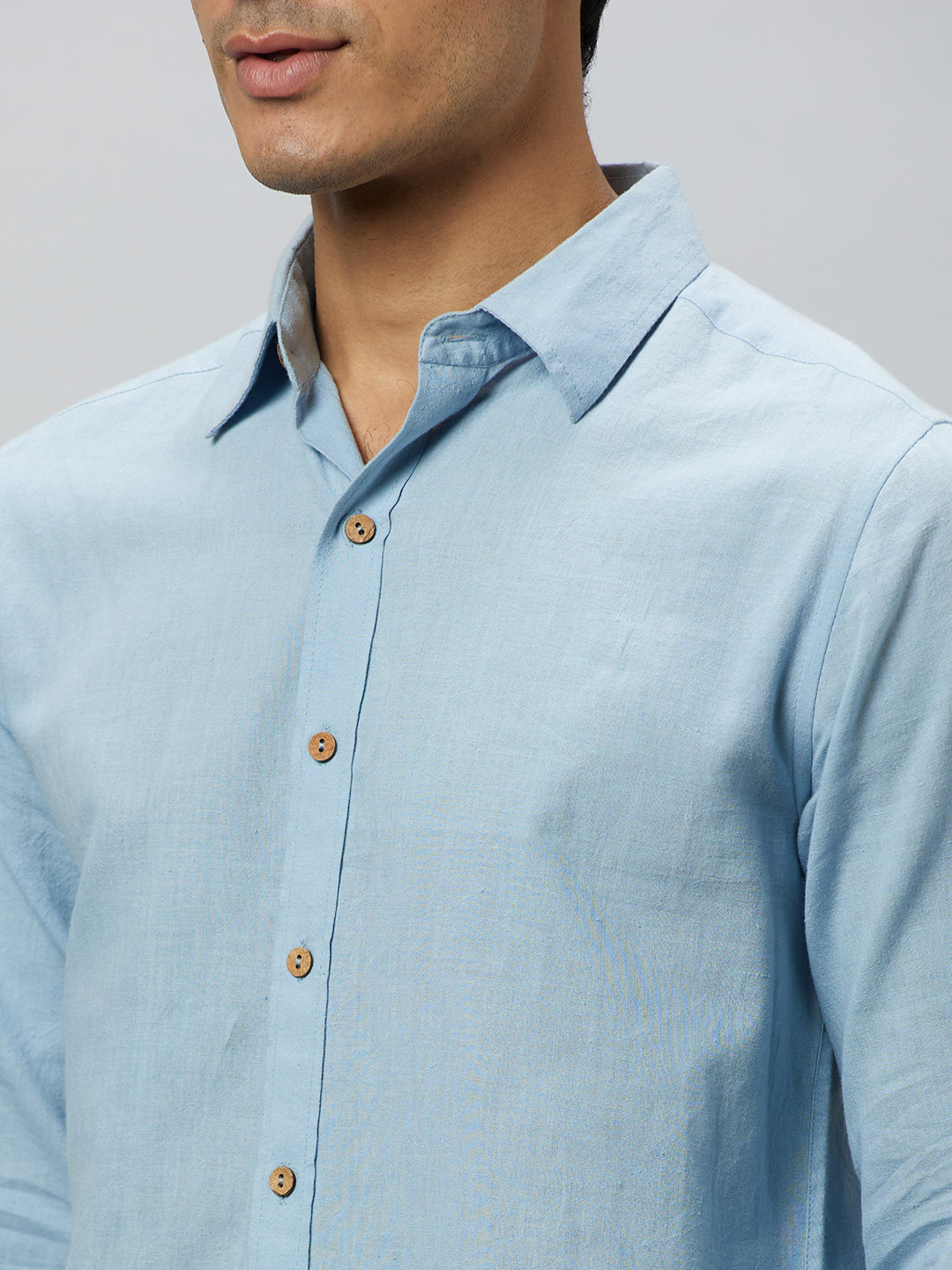 Eco Khadi Cotton Blue Classic Shirt - Jayden