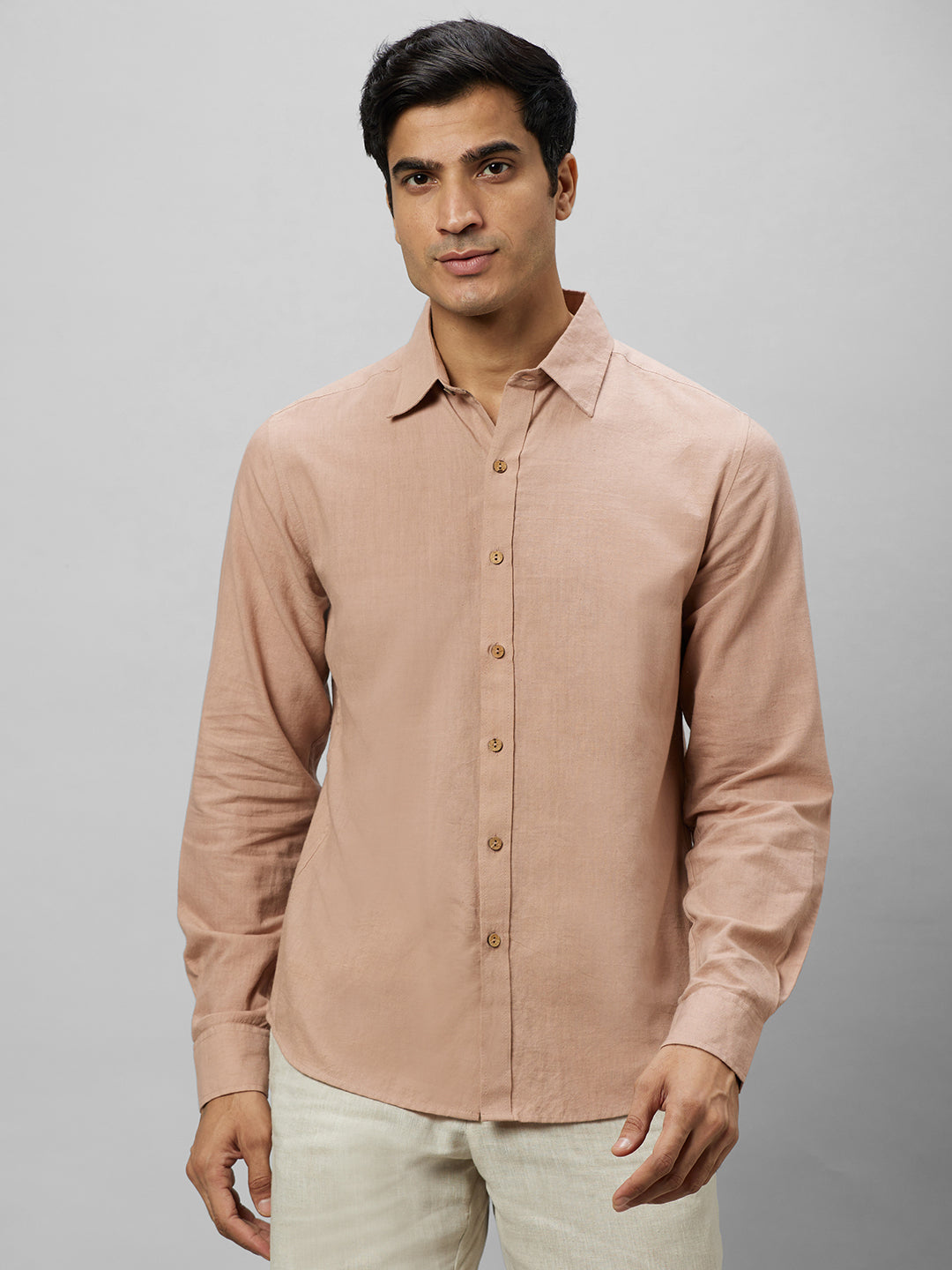 Eco Khadi Cotton Beige Classic Shirt - Jayden