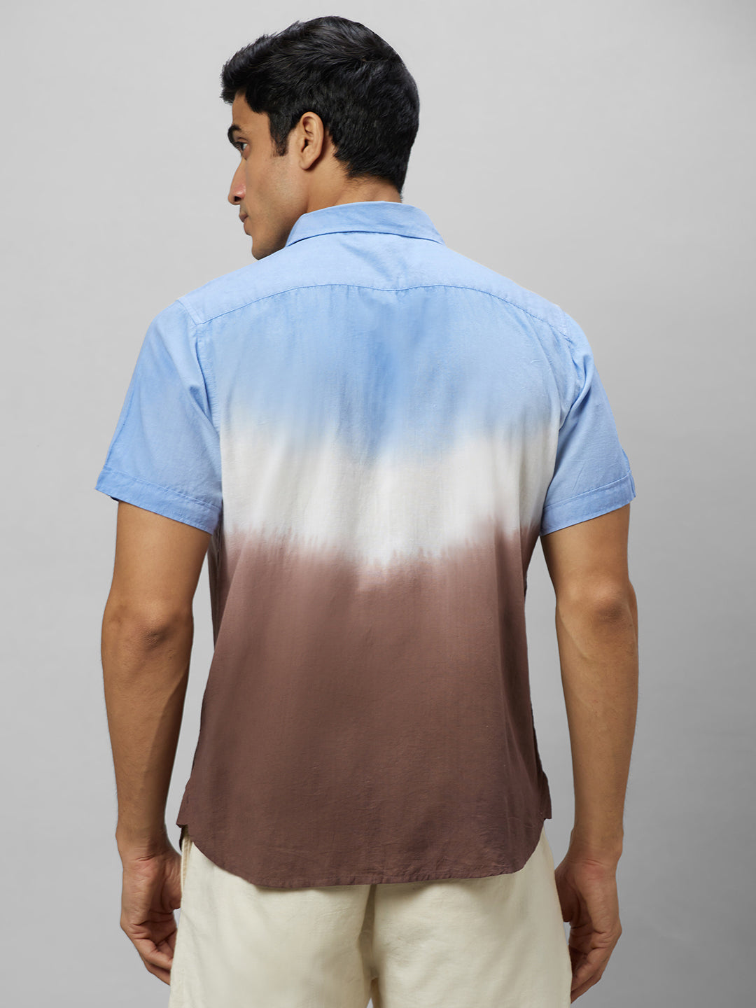 Eco Khadi Cotton Blue/Brown ombre shirt