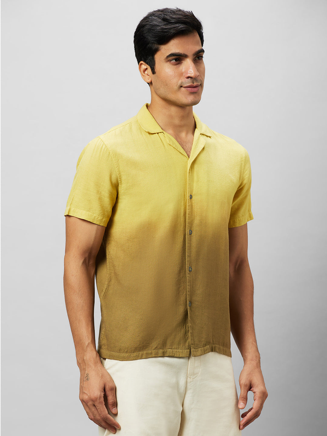 Eco Khadi Cotton Yellow/Brown ombre shirt