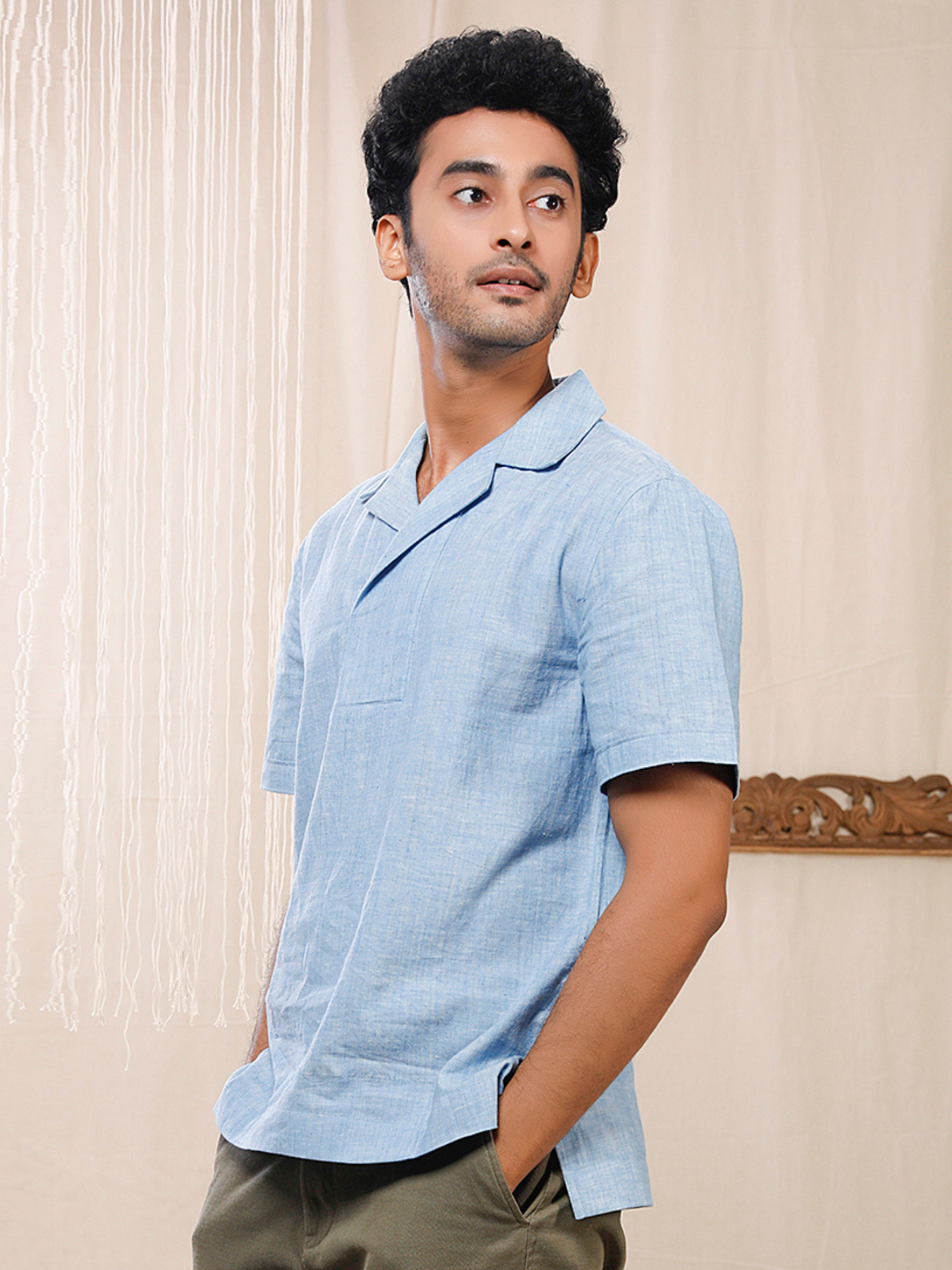 Eco Khadi Cotton Blue Shirt - Aakav