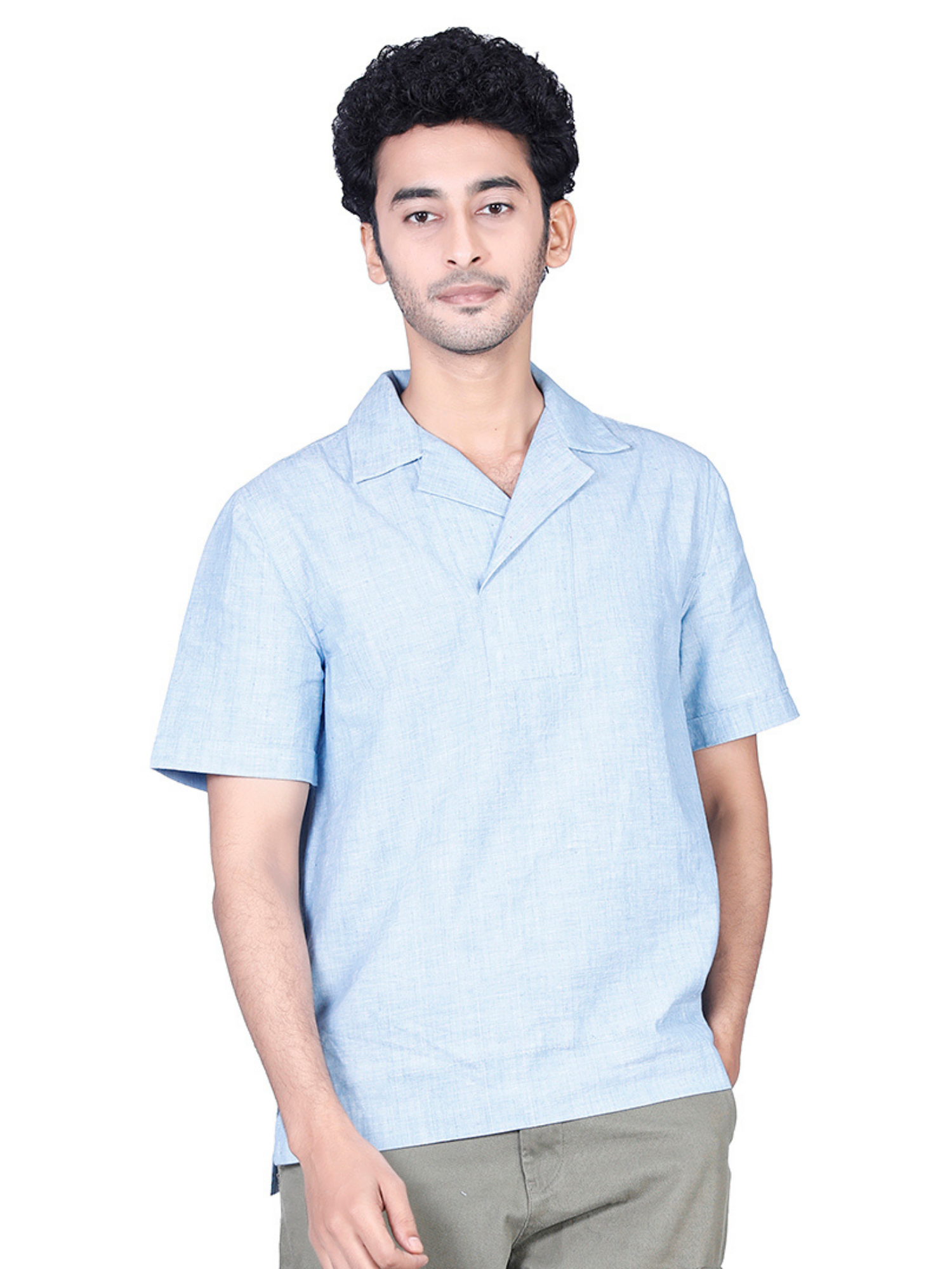 Eco Khadi Cotton Blue Shirt - Aakav