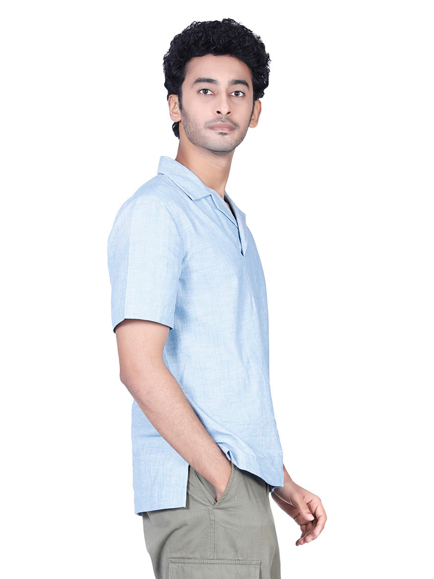 Eco Khadi Cotton Blue Shirt - Aakav