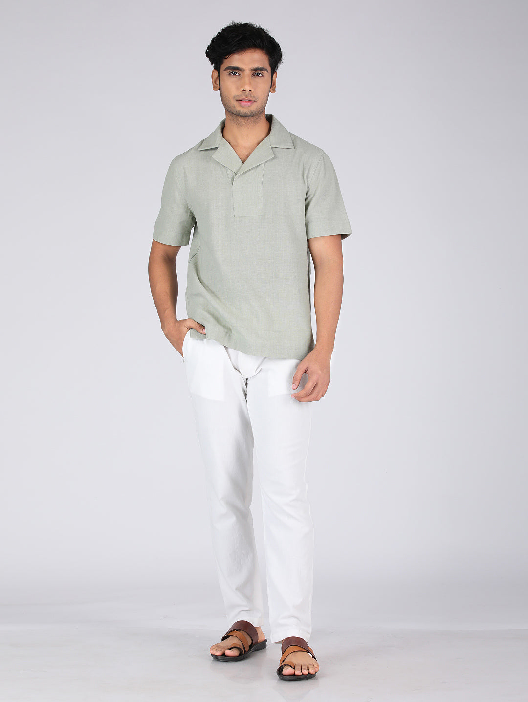 Eco Khadi Cotton Fresh Green Shirt - Aakav