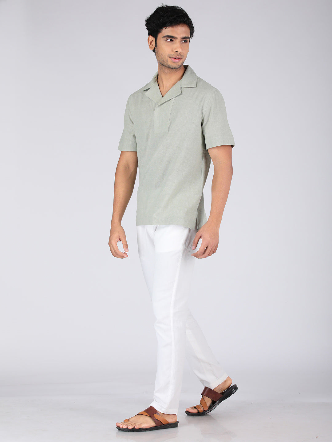 Eco Khadi Cotton Fresh Green Shirt - Aakav