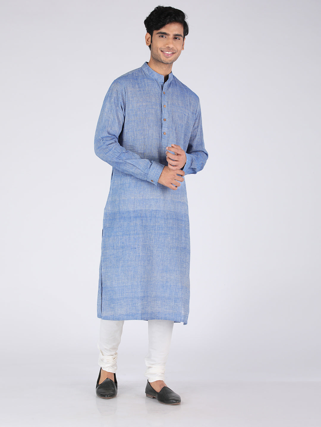 Eco Khadi Mid Blue Slub Kurta