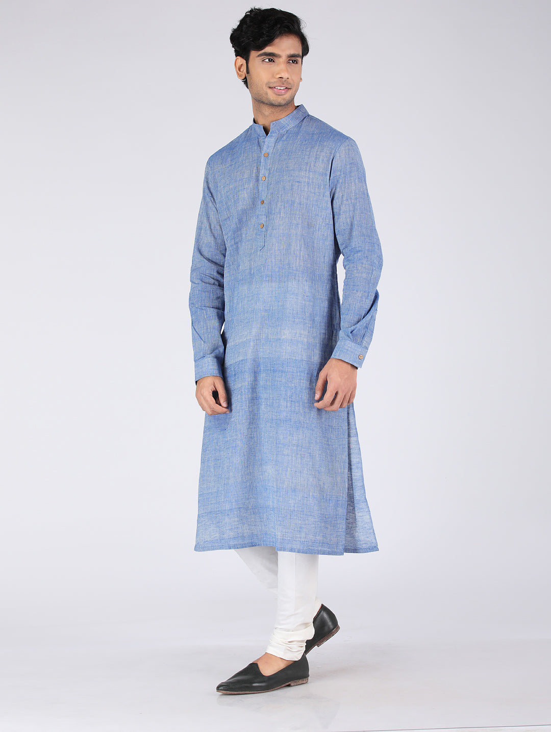 Eco Khadi Mid Blue Slub Kurta