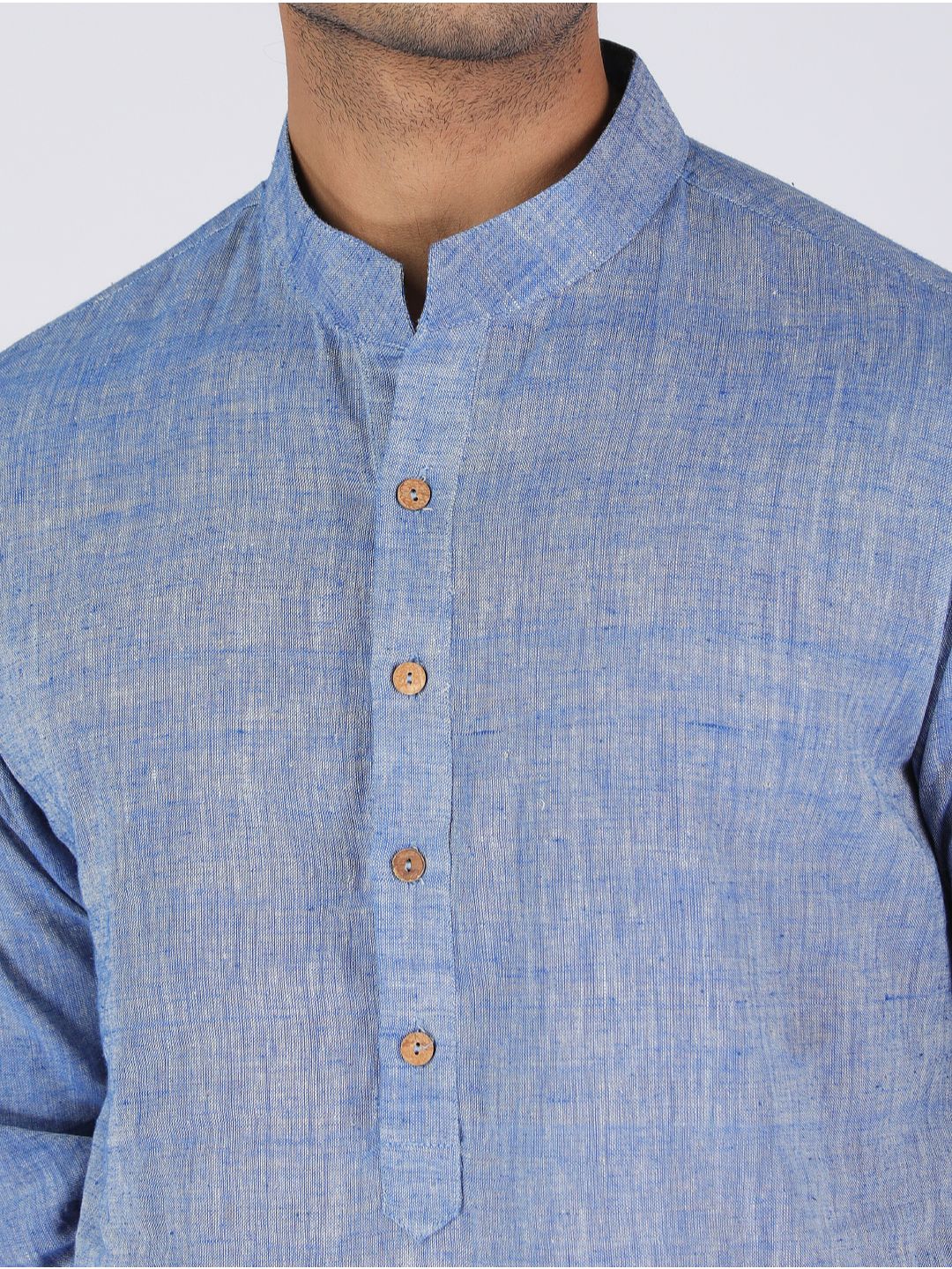 Eco Khadi Mid Blue Slub Kurta
