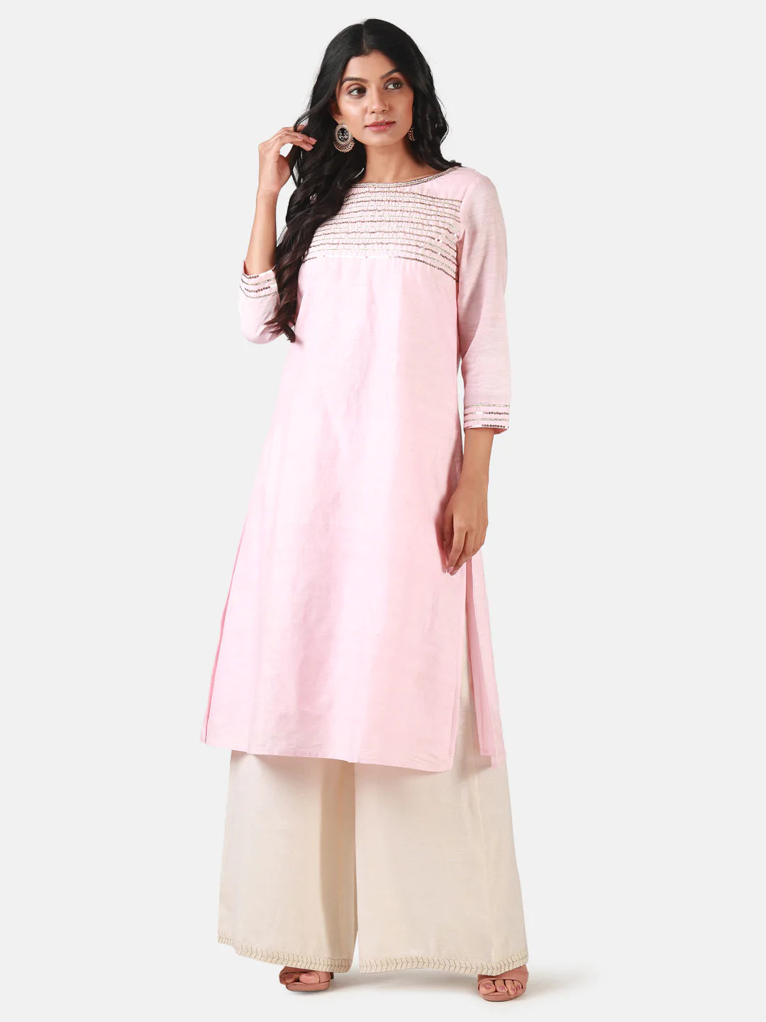 Eco Khadi Cotton Silk Pink Kurta - Mrinalini