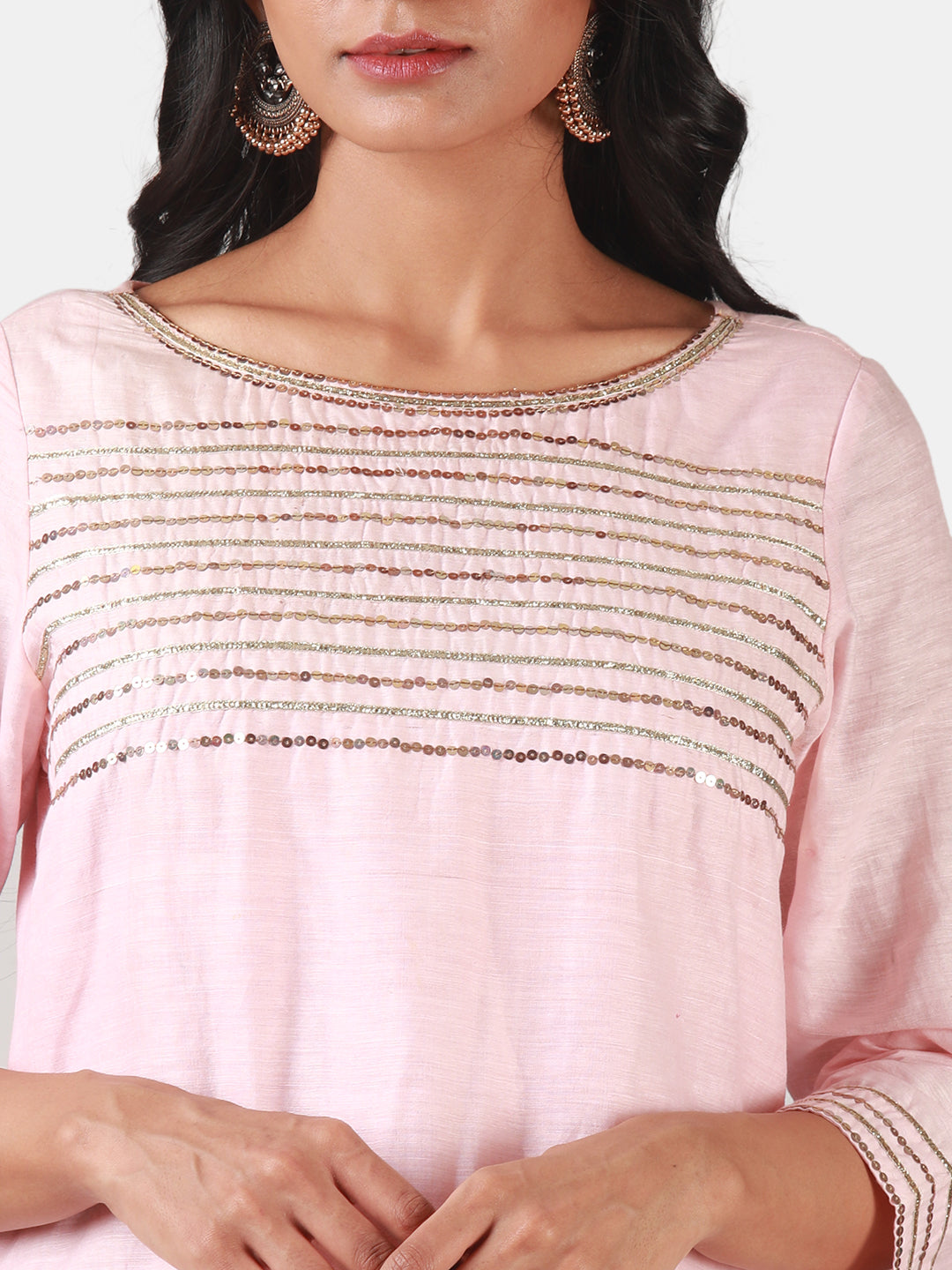 Eco Khadi Cotton Silk Pink Kurta - Mrinalini