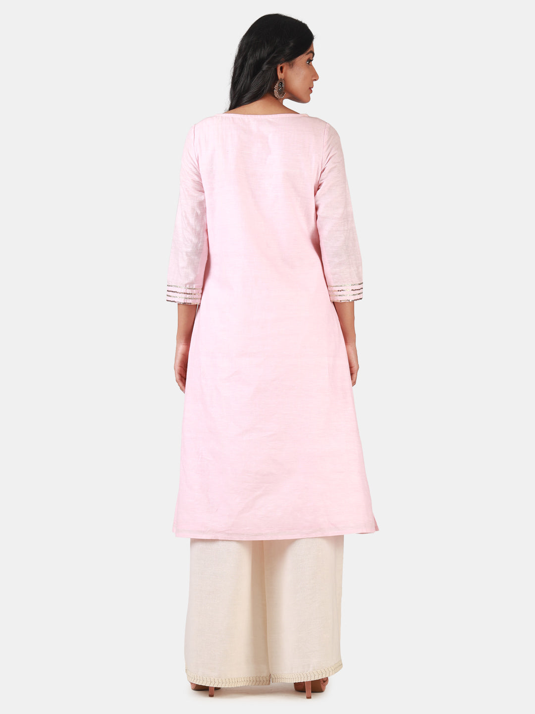 Eco Khadi Cotton Silk Pink Kurta - Mrinalini