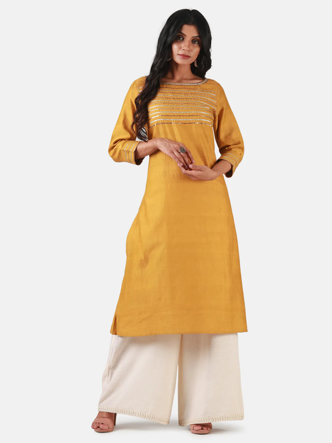 Soundh Sun Yellow Cotton Silk Kurta