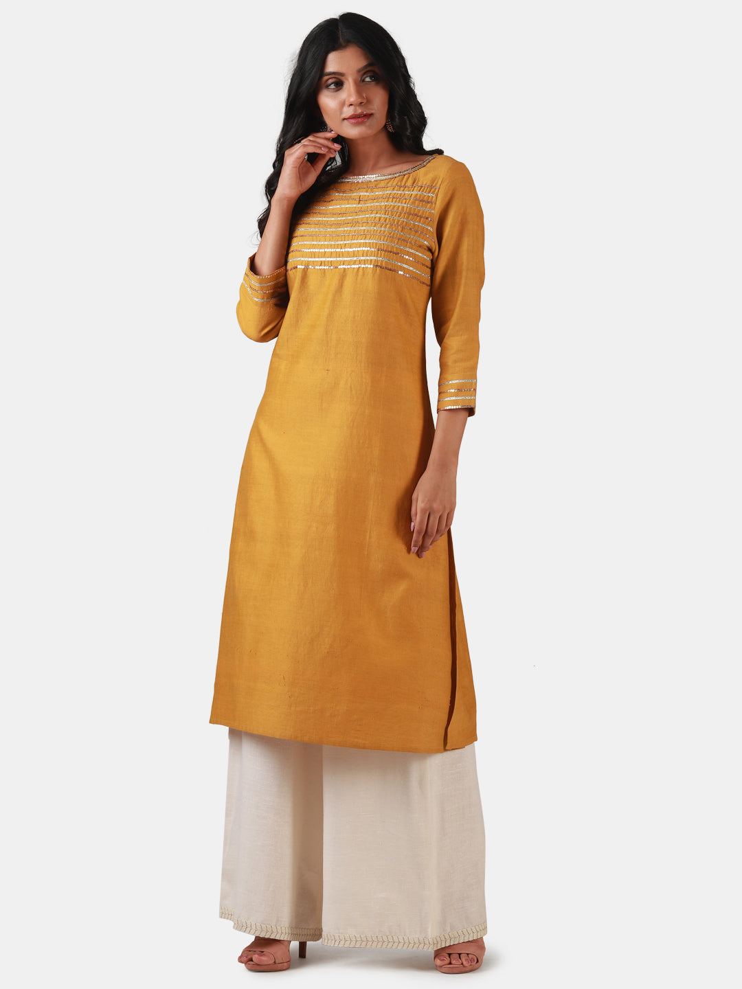 Soundh Sun Yellow Cotton Silk Kurta