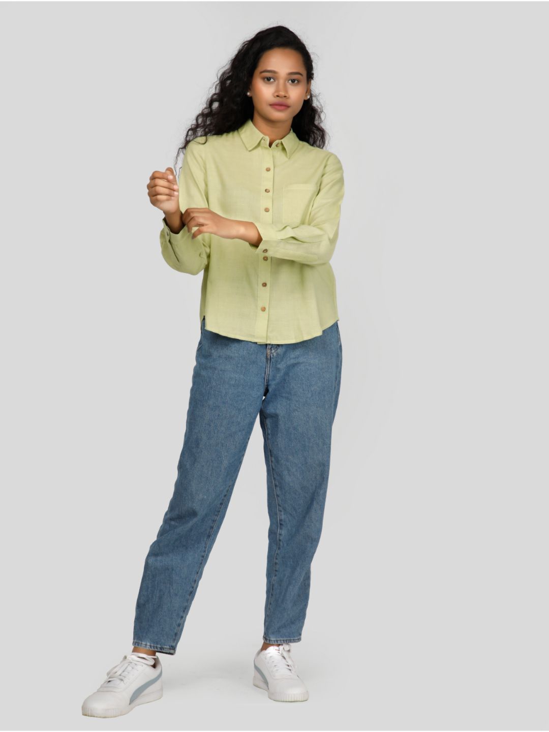 Eco Khadi Cotton Classic Khadi Cotton Green Shirt - Meera