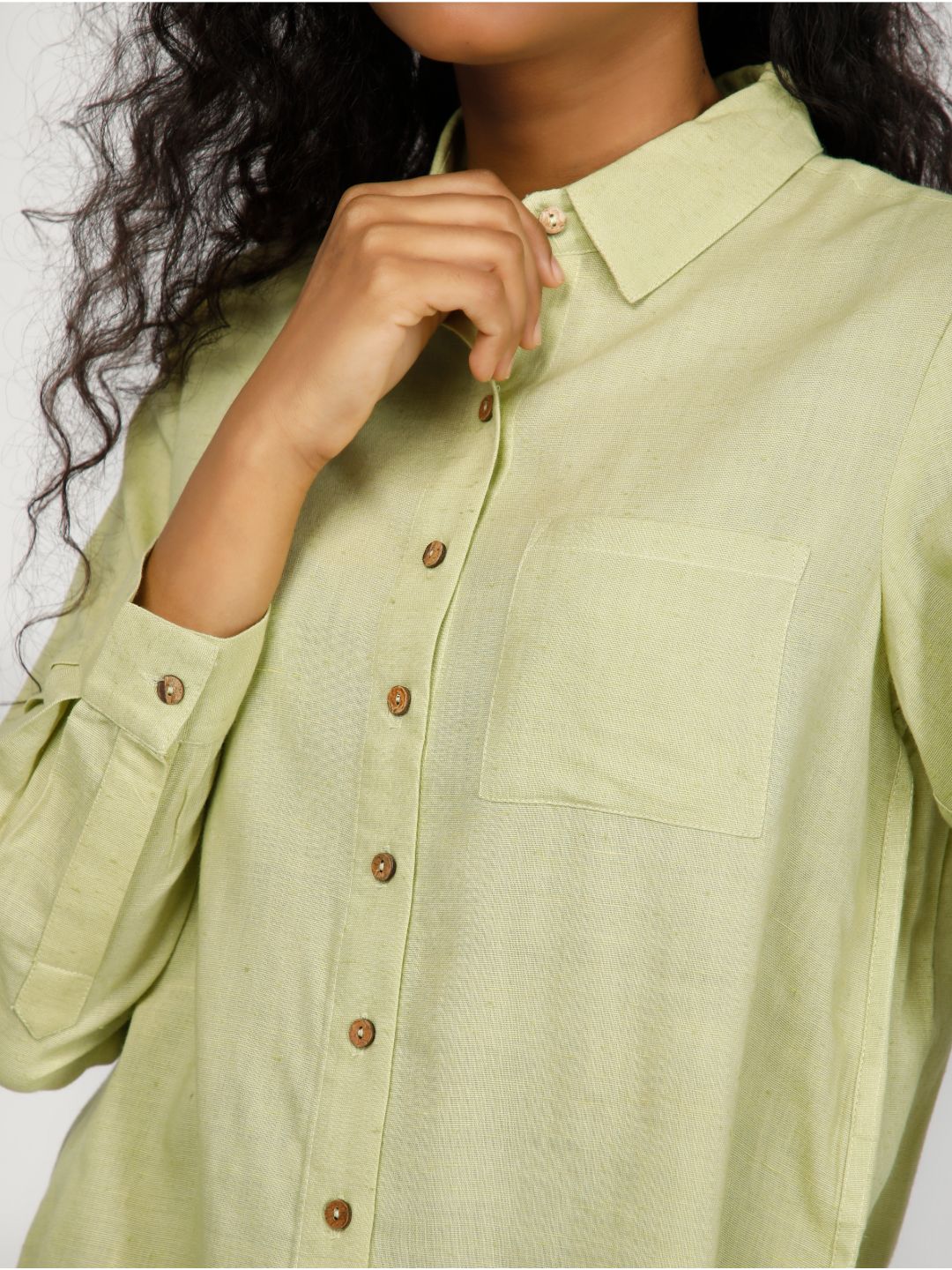 Eco Khadi Cotton Classic Khadi Cotton Green Shirt - Meera