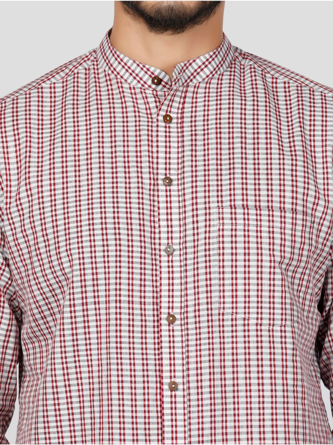 Eco Khadi Cotton Maroon Checks Shirt