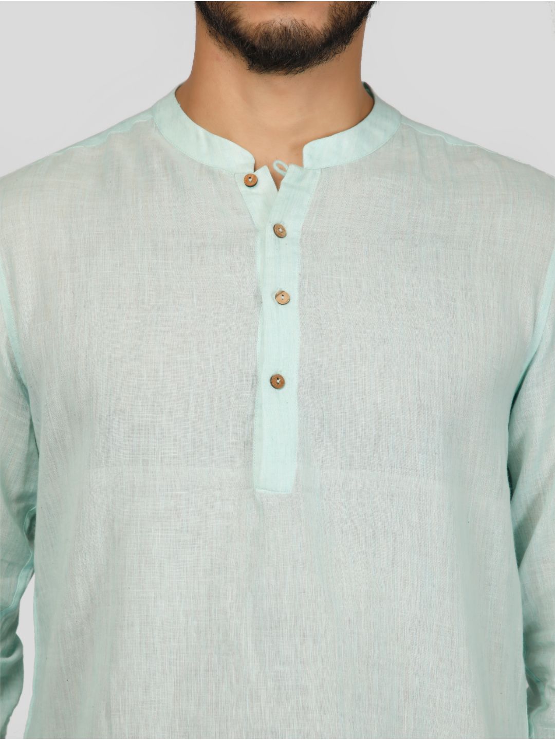 Eco Khadi Cotton Aqua Blue Shirt Kurta