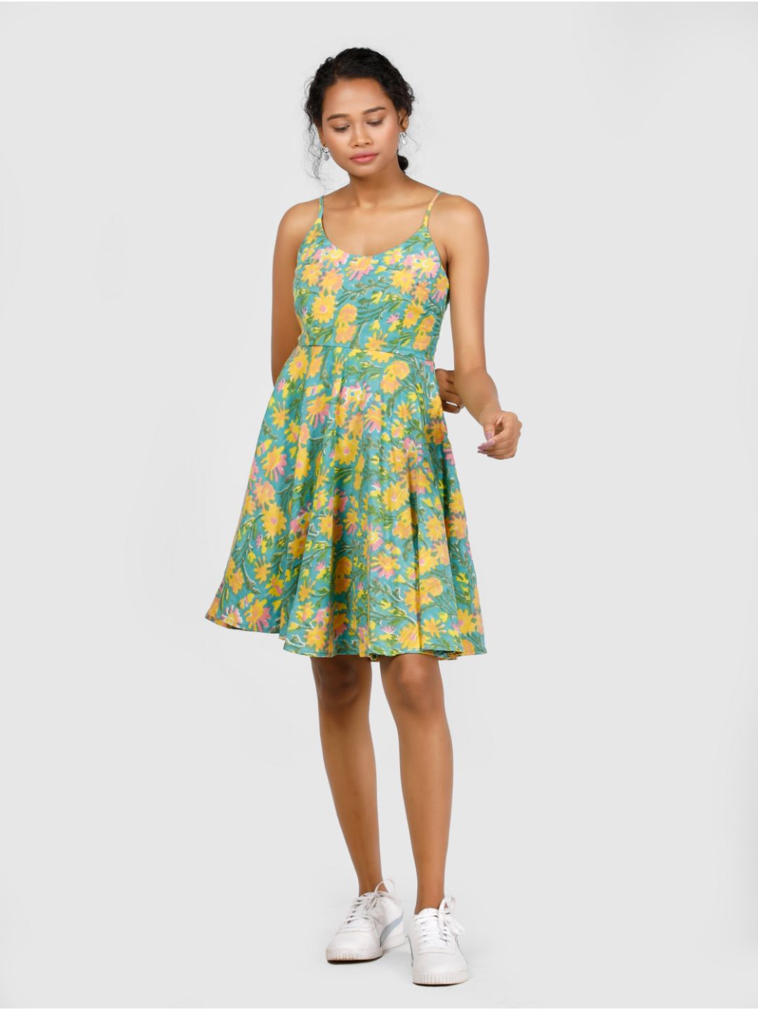 Eco Khadi Cotton Multicolor Block Printed Dress - Lavanya