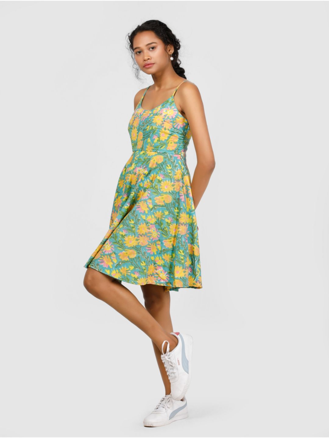Eco Khadi Cotton Multicolor Block Printed Dress - Lavanya