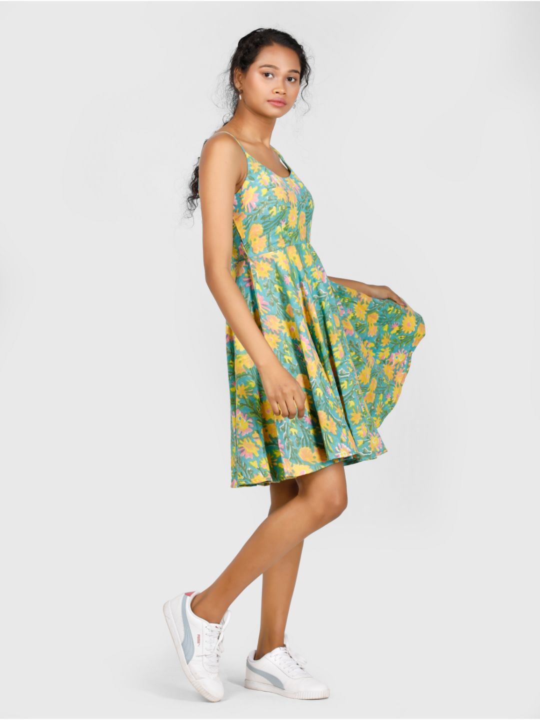 Eco Khadi Cotton Multicolor Block Printed Dress - Lavanya
