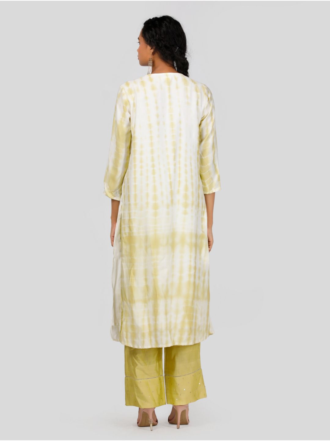 Eco Khadi Silk Tie Dye Embroidered Green Kurta