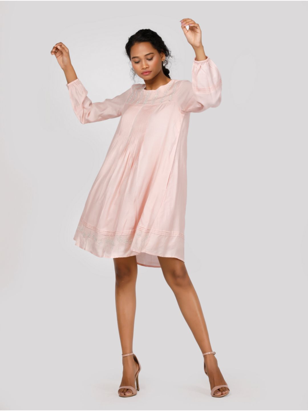 Eco Khadi Silk Embroidered Pink Tunic - Gulbahar