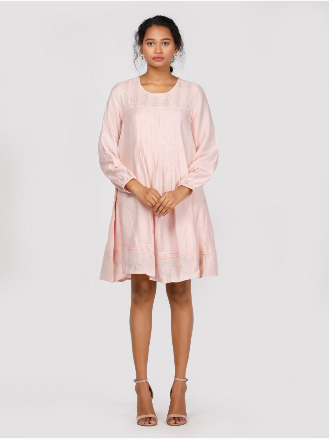 Eco Khadi Silk Embroidered Pink Tunic - Gulbahar