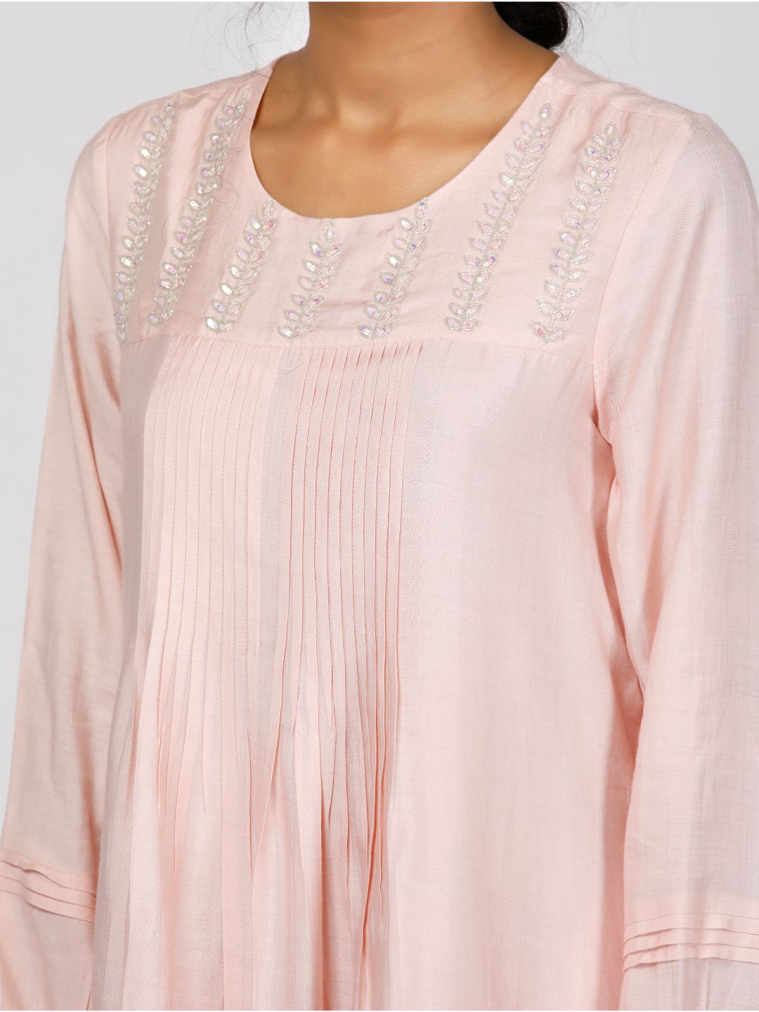 Eco Khadi Silk Embroidered Pink Tunic - Gulbahar