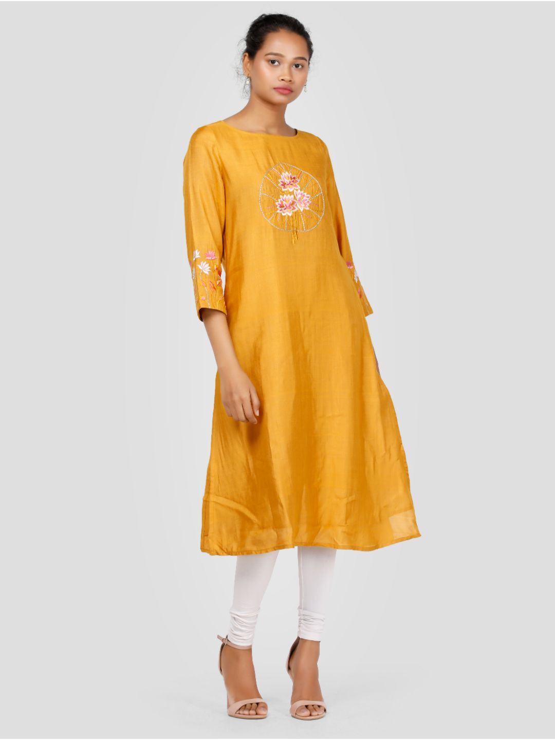 Eco Khadi Cotton Silk Mustard Gold Kurta - Kamalam