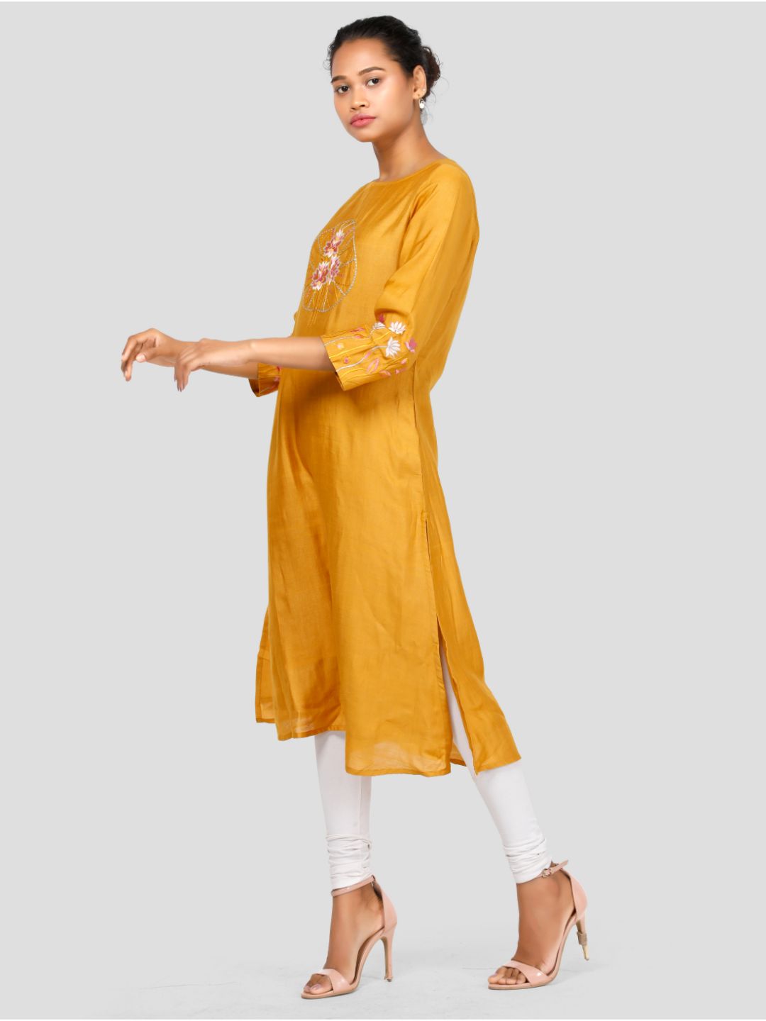 Eco Khadi Cotton Silk Mustard Gold Kurta - Kamalam