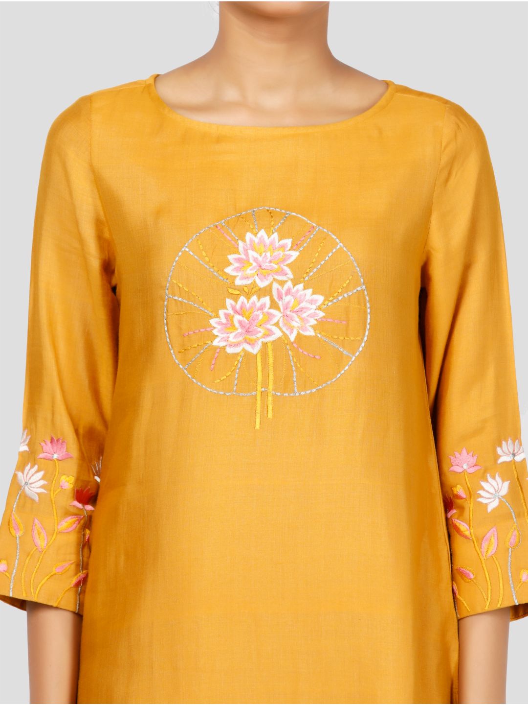 Eco Khadi Cotton Silk Mustard Gold Kurta - Kamalam