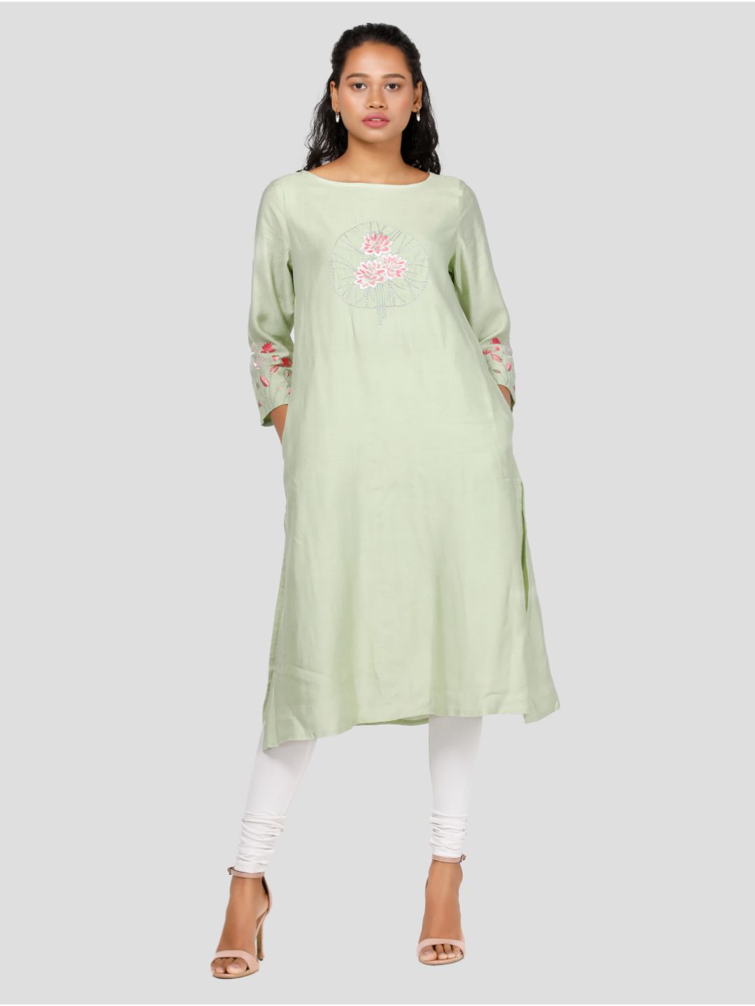 Eco Khadi Cotton Silk Green Kurta - Kamalam