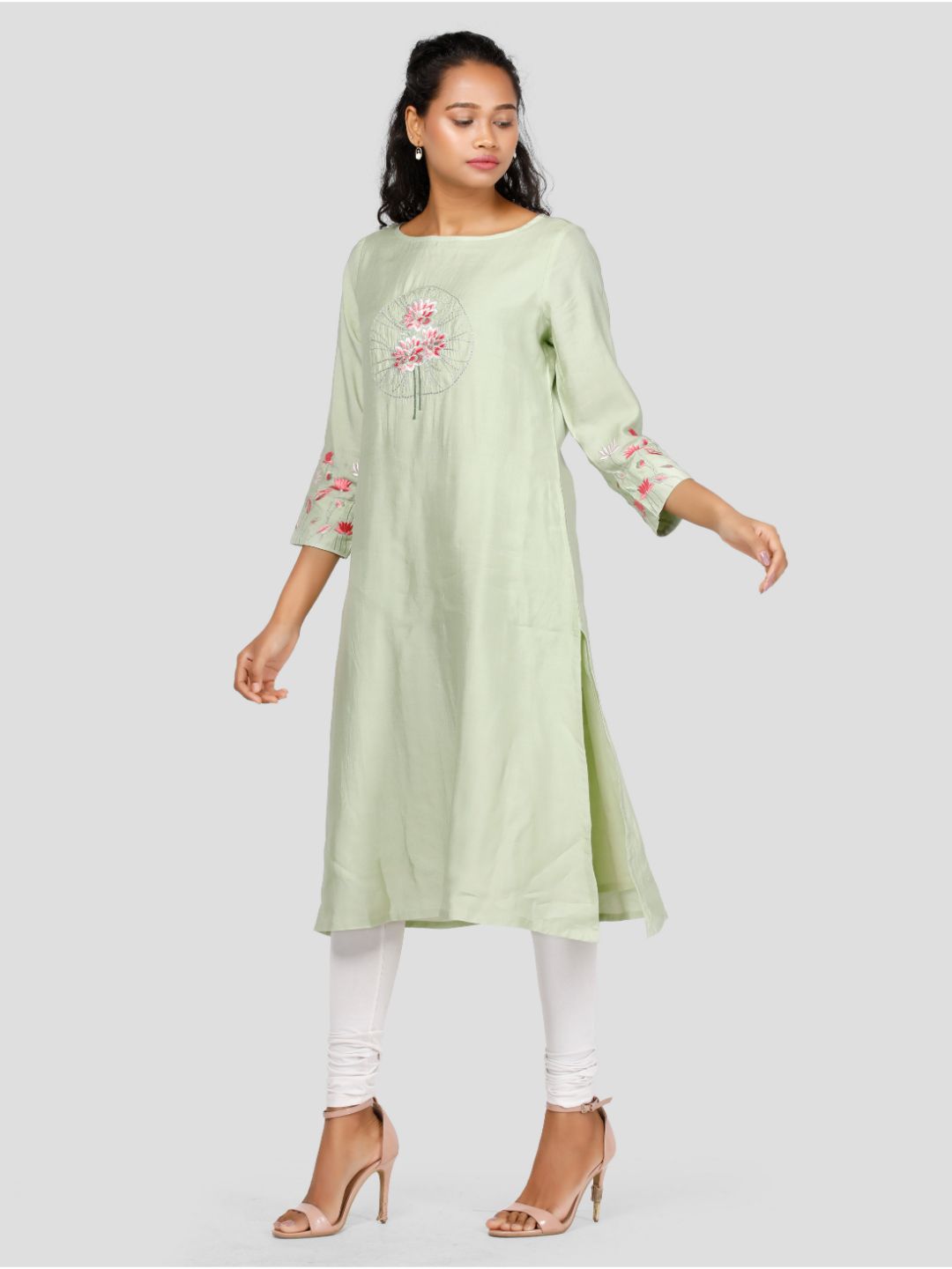 Eco Khadi Cotton Silk Green Kurta - Kamalam