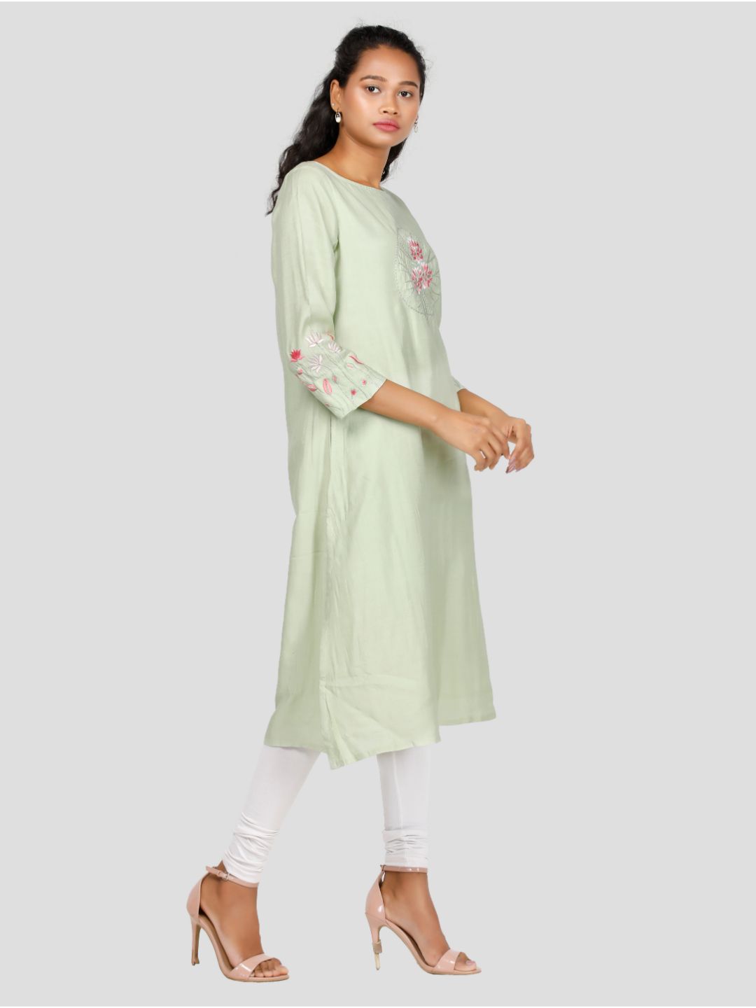 Eco Khadi Cotton Silk Green Kurta - Kamalam