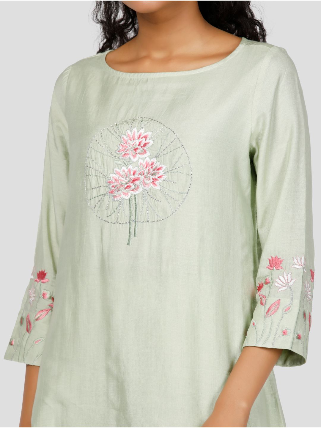 Eco Khadi Cotton Silk Green Kurta - Kamalam